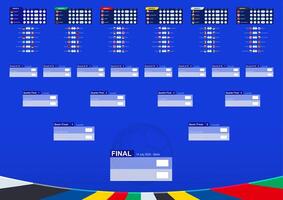 futebol resultados mesa com bandeiras e grupos do europeu futebol concorrência 2024. vetor