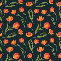 desatado padronizar com Primavera flores colorida floral ilustração em Sombrio fundo. vetor