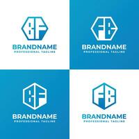 cartas bf e fb hexágono logotipo definir, adequado para o negócio com fb ou bf iniciais vetor