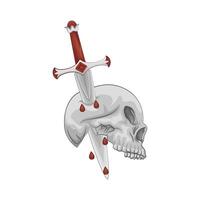 ilustração do crânio e espada vetor