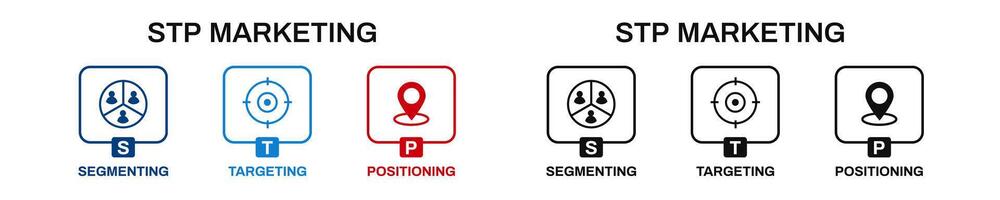 stp marketing gráfico. estratégia para segmentação e alvejando vetor