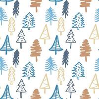 Natal árvore rabisco desatado padronizar. inverno estilizado simples abeto árvores sem fim Projeto para invólucro papel, scrapbooking, têxtil e papel de parede. ilustração vetor