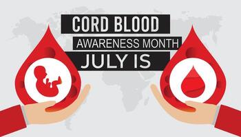 cordão sangue consciência mês observado cada ano dentro julho. modelo para fundo, bandeira, cartão, poster com texto inscrição. vetor