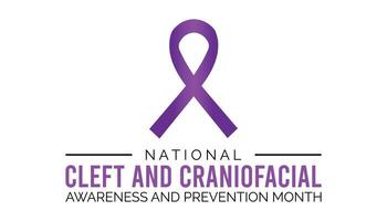 nacional fenda e craniofacial consciência e prevenção mês observado cada ano dentro julho. modelo para fundo, bandeira, cartão, poster com texto inscrição. vetor