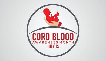 cordão sangue consciência mês observado cada ano dentro julho. modelo para fundo, bandeira, cartão, poster com texto inscrição. vetor