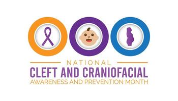 nacional fenda e craniofacial consciência e prevenção mês observado cada ano dentro julho. modelo para fundo, bandeira, cartão, poster com texto inscrição. vetor