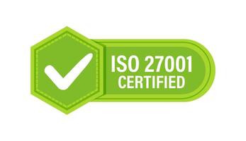 iso 27001 qualidade gestão certificação distintivo. ilustração vetor