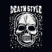 sinal gótico com crânio, camisetas com design vintage grunge vetor