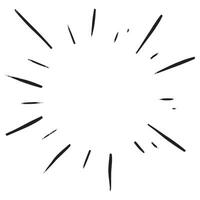 estilo de esboço doodle de starburst, sunburst, raios pretos de fogos de artifício de elemento. efeito de explosão em quadrinhos. radiantes, linhas radiais. ilustração desenhada à mão dos desenhos animados para design de conceito. vetor