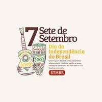 Brasil independência dia 7 de setembro com ilustrações do desenhado à mão guitarras e brasileiro mão bateria. na moda grunge carimbo Brasil independência dia social meios de comunicação publicar. vetor