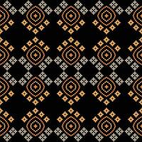 tradicional Preto étnico motivos ikat geométrico tecido padronizar Cruz ponto.ikat bordado étnico oriental pixel Preto background.abstract, ilustração. textura, decoração, papel de parede. vetor