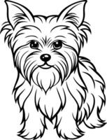 desenho à mão cachorro linha arte, yorkshire terrier procriar vetor