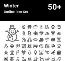 conjunto de ícones de contorno de inverno vetor