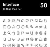conjunto de ícones de contorno de interface vetor