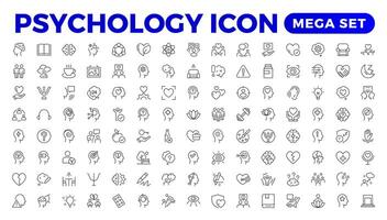 psicologia e mental linha ícones coleção. grande ui ícone conjunto dentro uma plano Projeto. fino esboço ícones pacote. vetor