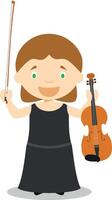 fofa desenho animado ilustração do uma clássico músico. mulheres profissões Series vetor