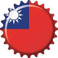 nacional bandeira do Taiwan em uma garrafa boné. ilustração vetor