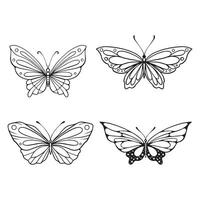 borboleta linha arte. simples mínimo borboleta linha tatuagem ícone logotipo. borboleta Preto e branco ilustração branco fundo. borboleta coloração livro vetor