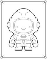 fofa robô astronauta dentro espaço adequado para crianças coloração página ilustração vetor