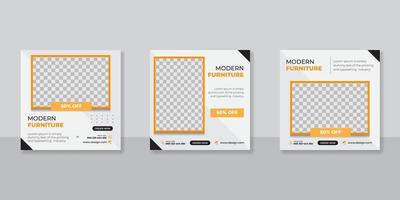 móveis modernos design de modelos de postagem de mídia social vetor