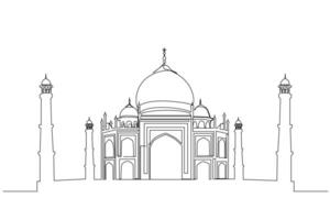 Índia taj mahal velho histórico construção linha arte vetor