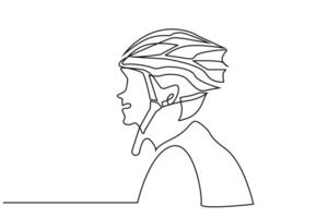 velho maduro lindo feliz mulher equitação bicicleta segurança encosto de cabeça capacete estilo de vida linha arte vetor