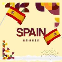 espanhol nacional dia quadrado bandeira dentro colorida moderno geométrico estilo. nacional e independência dia cumprimento cartão com Espanha bandeira. fundo a comemorar nacional feriado festa vetor