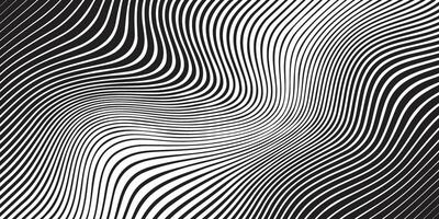 meio-tom ondulado cheio de curvas listras padronizar. zebra listras linha dentro Preto branco. isolado objeto em branco fundo. vetor