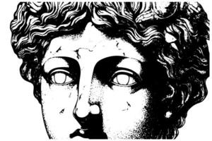 rachado estátua face do grego escultura mão desenhado gravação estilo esboço. imagem para imprimir, tatuagem, e seu Projeto. vetor
