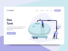 Molde da página da aterrissagem do conceito da ilustração do tanque de gás. Conceito de design plano isométrico de design de página da web para o site e site móvel. vetor