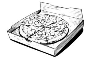 vintage pizza esboço desenhado à mão italiano gourmet gravado ilustração. vetor