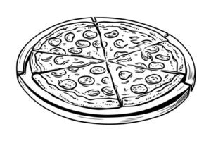 vintage pizza esboço desenhado à mão italiano gourmet gravado ilustração. vetor