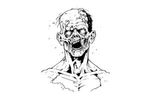 zumbi mão desenhado tinta esboço. gravado estilo ilustração. vetor