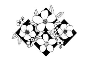 sakura flor logótipo mão desenhado tinta esboço. gravado estilo ilustração. vetor