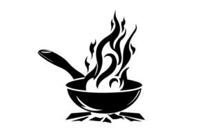 panela ícone vintage utensílios de cozinha logotipo ilustração para gourmet culinária. vetor