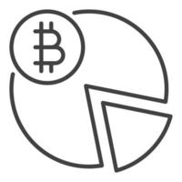 bitcoin torta gráfico criptografia moeda ícone ou placa dentro fino linha estilo vetor