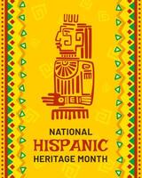 hispânico herança mês folheto, maia asteca totem vetor