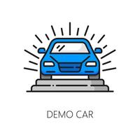 demo carro linha ícone, concessionária e auto sala de exposições vetor