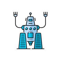 desenho animado robô cor linha ícone, robótico andróide vetor