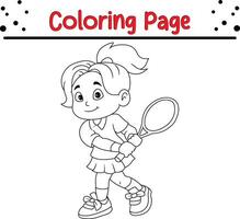 fofa pequeno menina coloração livro página para crianças vetor