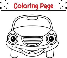 feliz carro coloração página. fofa coloração livro para crianças vetor