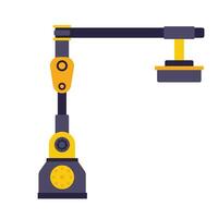 industrial robótico braço fabricação automação tecnologia, fábrica montagem robô máquina, laranja e cinzento cor. vetor