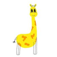 girafa bonita dos desenhos animados em estilo simples, isolado no fundo branco. estilo infantil. ilustração vetorial. desenhado à mão, rabiscos. vetor