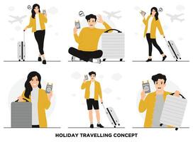 plano feriado período de férias viajando conceito ilustração vetor
