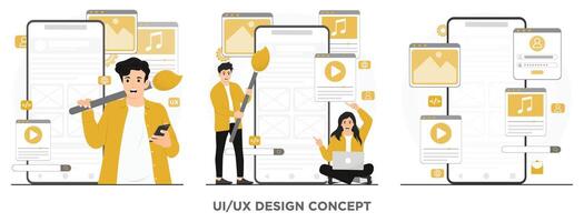 plano ui ux ui ux Projeto conceito ilustrador vetor