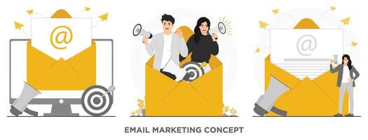 plano o email o email marketing conceito fundo vetor