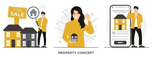 plano propriedade construção Novo habitação casa corretor realty conceito ilustração vetor