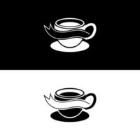 Preto café dentro uma copo com fita perfeito para uma simples minimalista logotipo ícone para café fazer compras e cafeteria vetor
