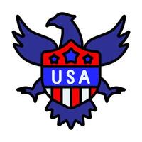 EUA emblema ícone. americano Águia com asas espalhar, escudo com estrelas e listras, texto EUA. nacional símbolo e patriotismo conceito. vetor