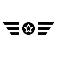 patriótico asas ícone. vermelho asas com azul círculo e branco Estrela dentro a Centro. nacional orgulho e militares conceito. vetor